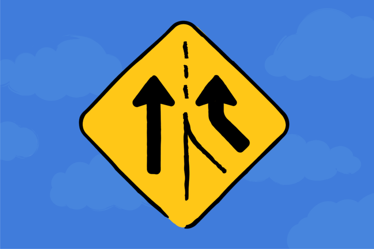 Illustration of a merge traffic sign