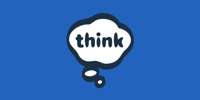 think bubble logo on royal blue background