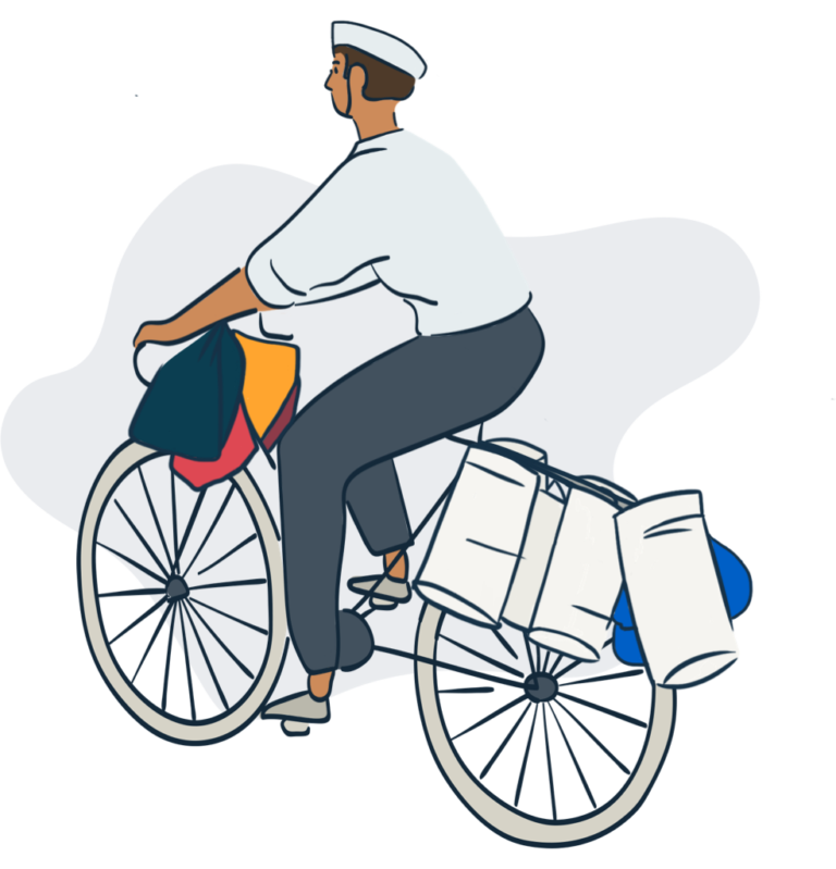 Dabbawala riding a bike