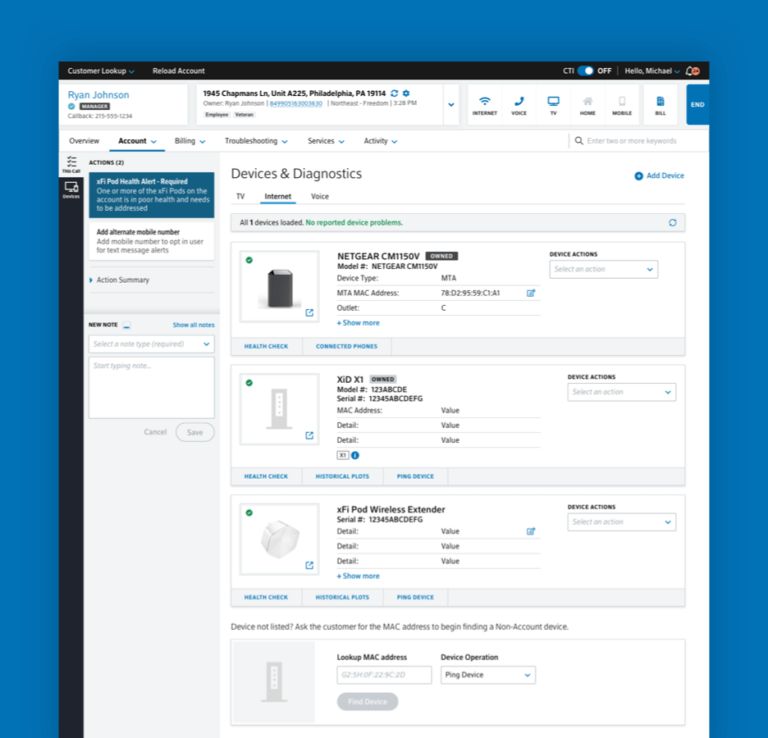 employee-facing account dashboard