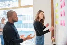 Thinkers working at a whiteboard