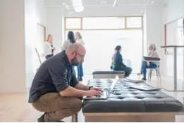 Person working over laptop