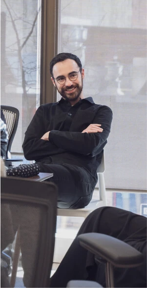 Thinker at conference table